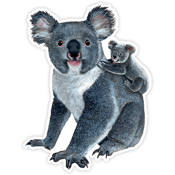 Aufkleber: Koala mit Brut