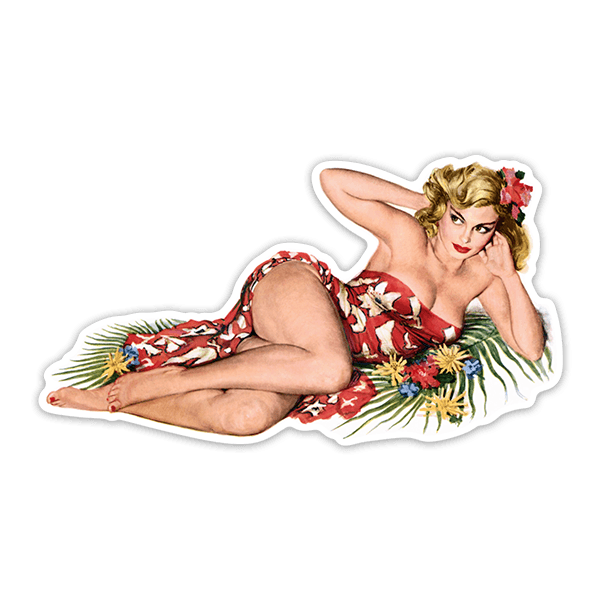 Aufkleber: Mädchen Pin Up Hawaiana