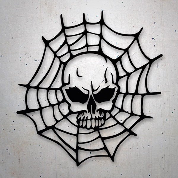 Aufkleber: Totenkopf und Spinnennetz