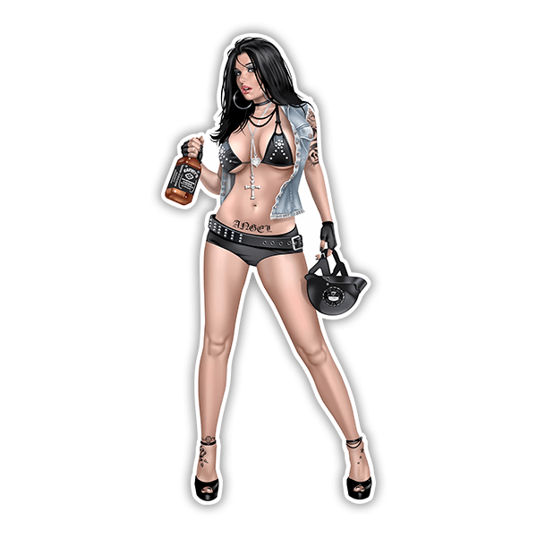 Aufkleber: Pin Up Biker Mädchen