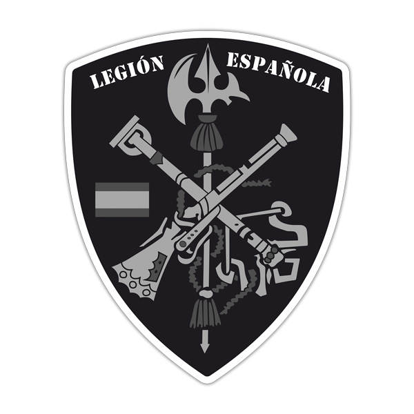 Aufkleber: Spanische Legion Wappen schwarz und weiß
