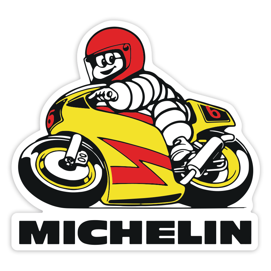 Aufkleber: Michelin Gelbes Motorrad