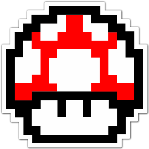 Aufkleber: Mario Bros Seta Pixel rot