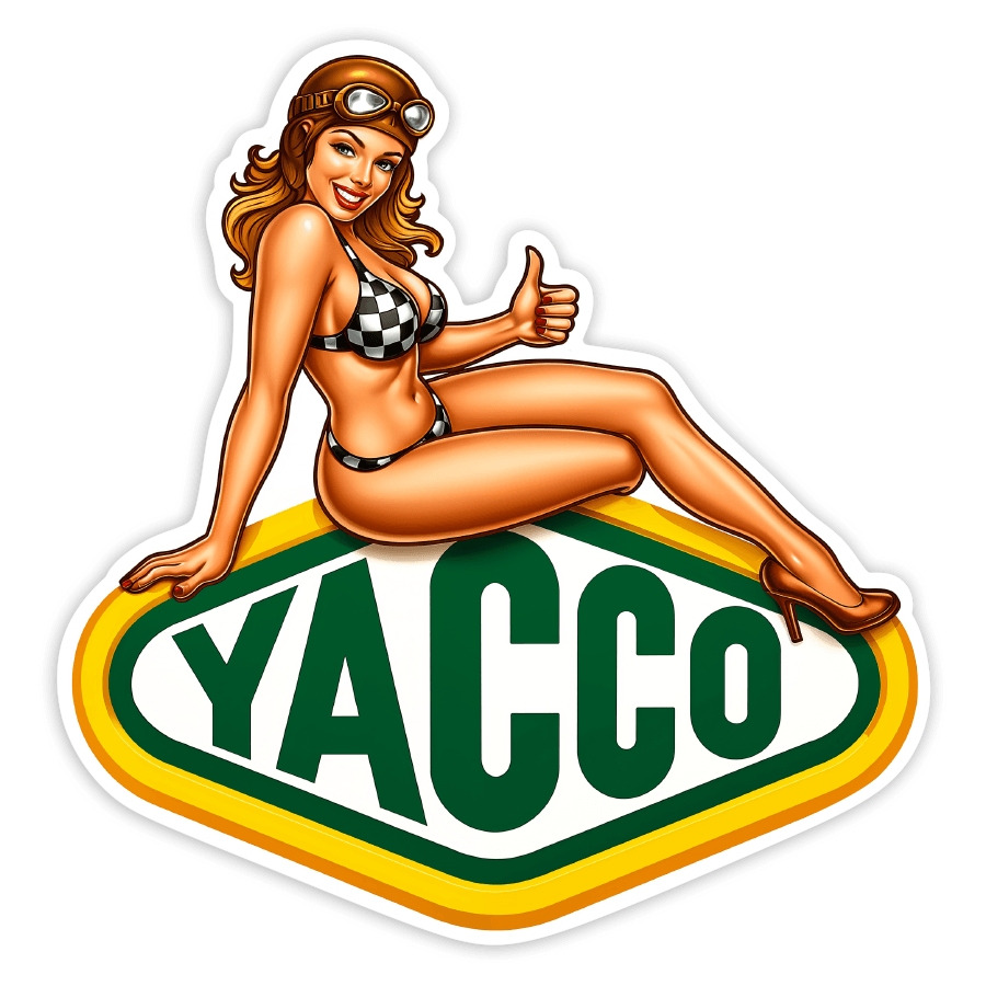 Aufkleber: Yacco Pin-Up Racing Mädchen