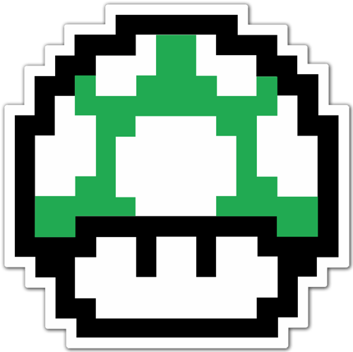 Aufkleber: Mario Bros Mushroom grün Pixel