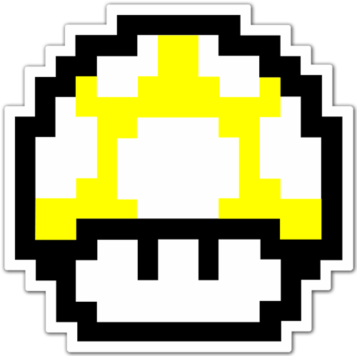 Aufkleber: Mario Bros Mushroom Farbe Pixel