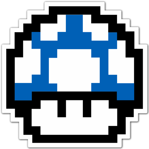 Aufkleber: Mario Bros Mushroom blau Pixel