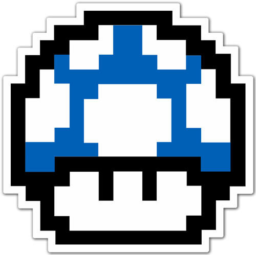 Aufkleber: Mario Bros. Seta Pixel Blau