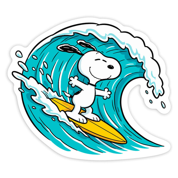 Aufkleber: Snoopy Surfing Wave