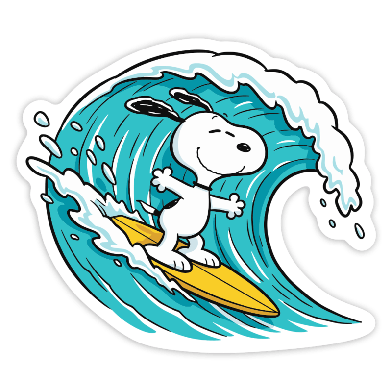 Aufkleber: Snoopy Surfing Wave