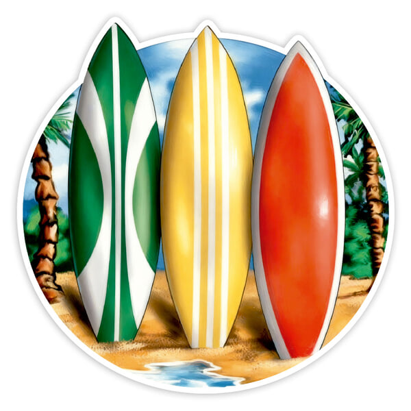 Aufkleber: Drei Klassische Surfboards