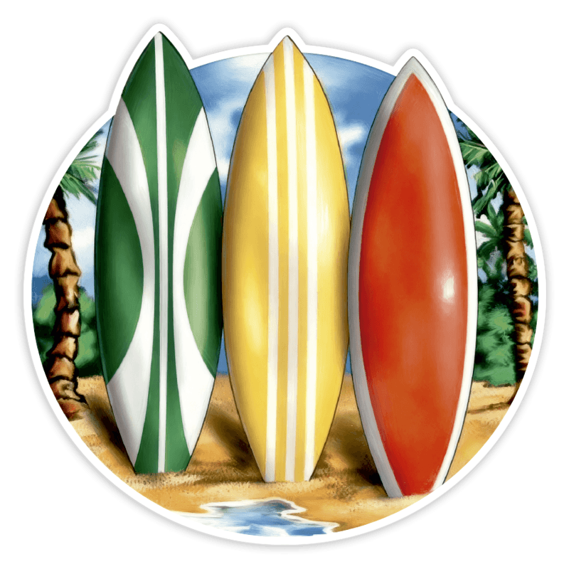 Aufkleber: Drei Klassische Surfboards
