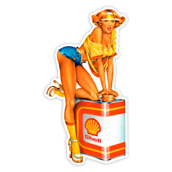 Aufkleber: Shell Mädchen Retro