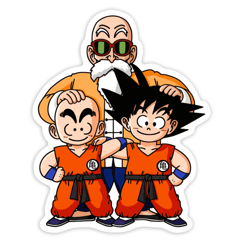 Aufkleber: Meister Roshi Goku Krillin