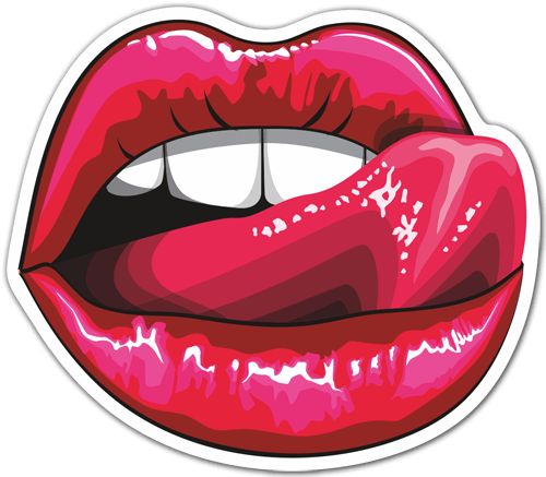 Aufkleber: Lippen und Zunge