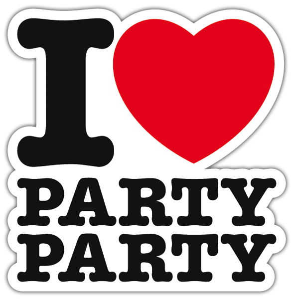 Aufkleber: I love party