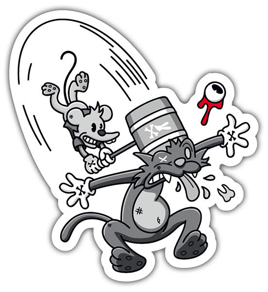 Aufkleber: Itchy und Scratchy retro