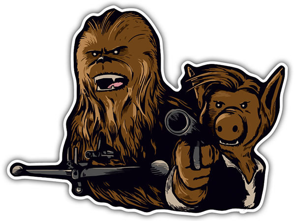 Aufkleber: Chewbacca y Alf Solo