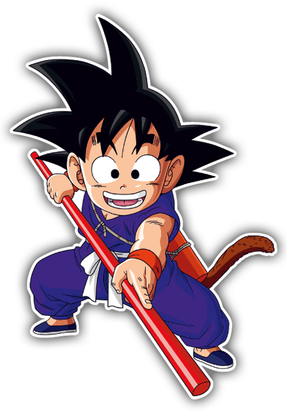 Aufkleber: Goku-Training mit einem Bo-Stick