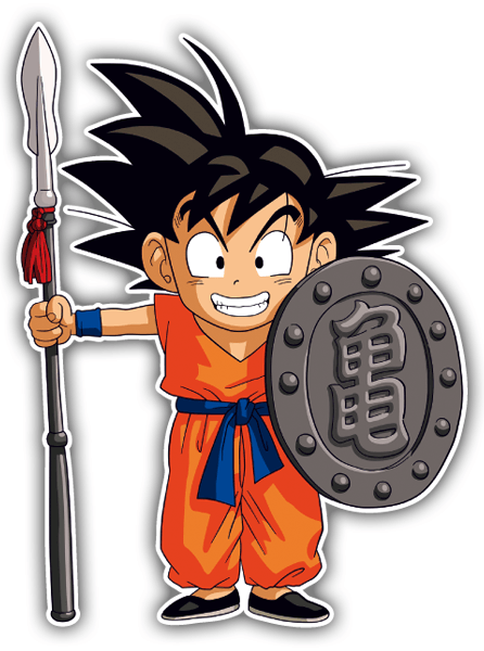 Aufkleber: Goku mit Speer und Schild