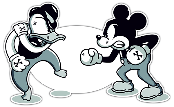 Aufkleber: Donald vs Mickey