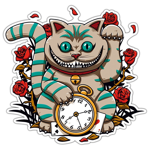 Aufkleber: Die Cheshire Cat-Uhr