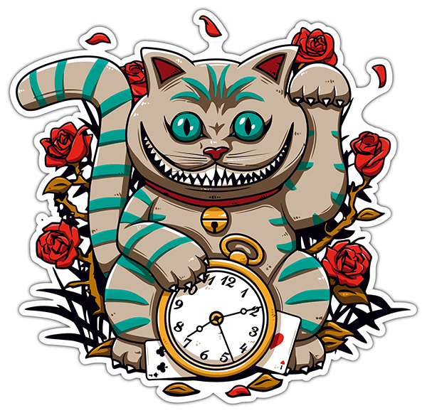 Aufkleber: Die Cheshire Cat-Uhr