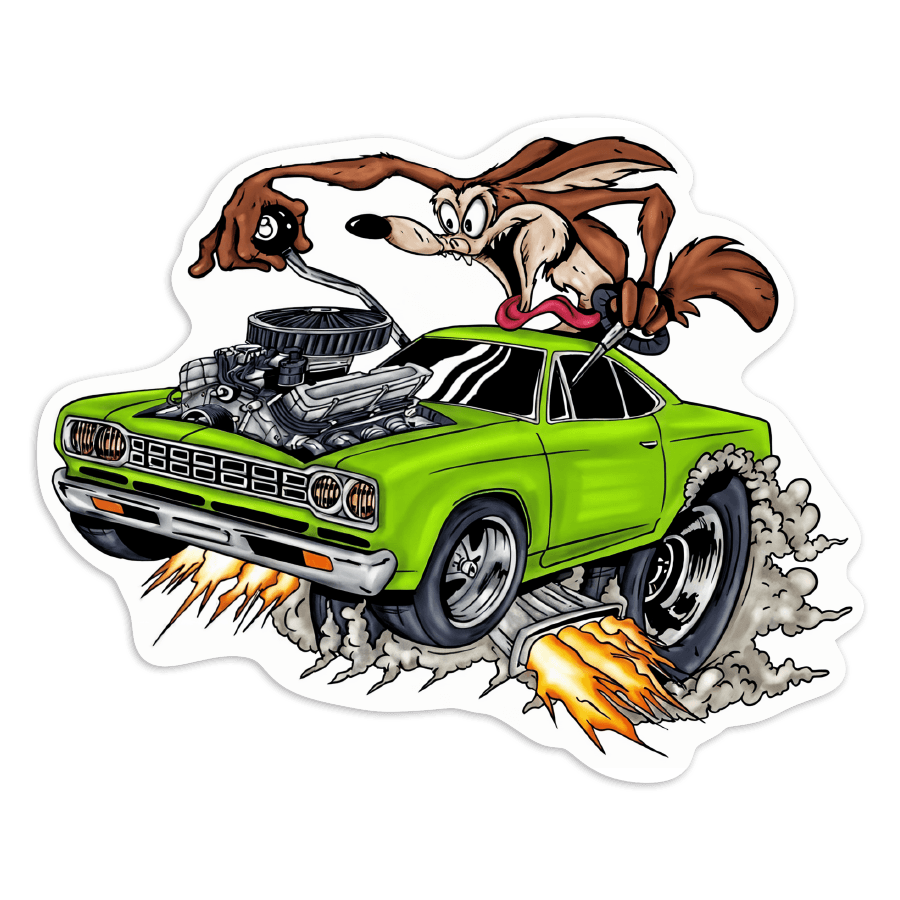 Aufkleber: Coyote Grünes Muscle Car 8-Ball