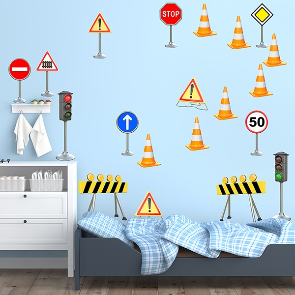 Kinderzimmer Wandtattoo: Verkehrszeichen Kit