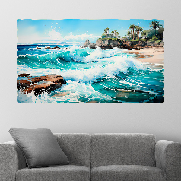 Wandtattoos: Küstenwellenstrand