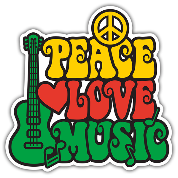 Aufkleber: Peace Love Music