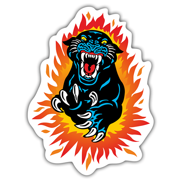 Aufkleber: Panther Flammen