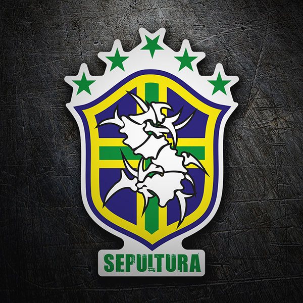 Aufkleber: Sepultura + Brasilien Schild