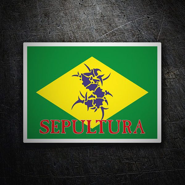 Aufkleber: Sepultura + Brasilien Flagge