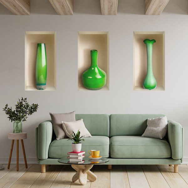 Wandtattoos: Grüne Vasen Nische