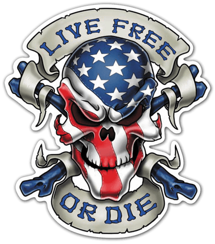 Aufkleber: Skull Live Free or Die