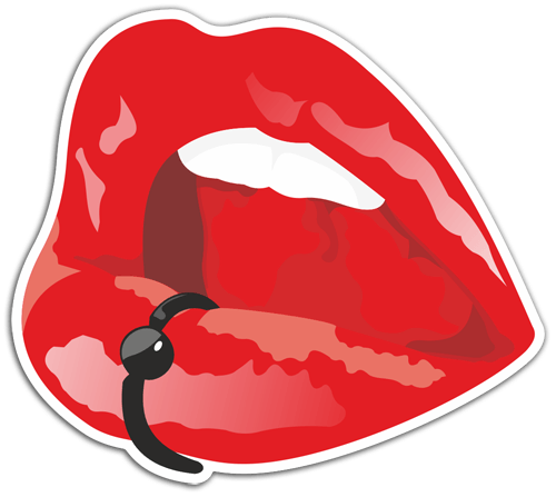 Aufkleber: Piercing Lippen