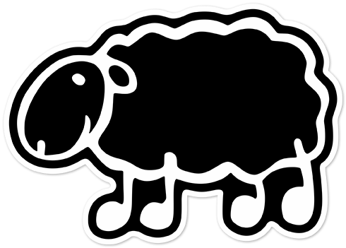 Aufkleber: Menhadenöl schwarze Schafe