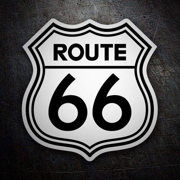 Aufkleber: Route 66 Weiß
