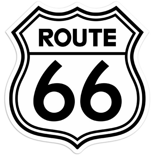 Aufkleber: Route 66 Weiß