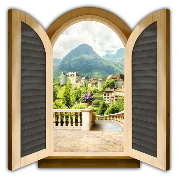 Wandtattoos: Fenster Herberge in den Bergen