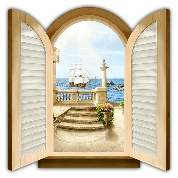 Wandtattoos: Fenster Karavelle Segeln