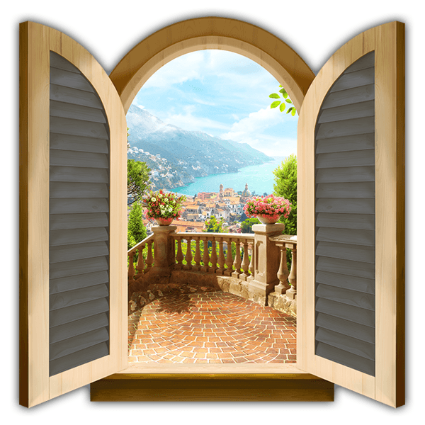 Wandtattoos: Fenster Aussichtspunkt Dorf