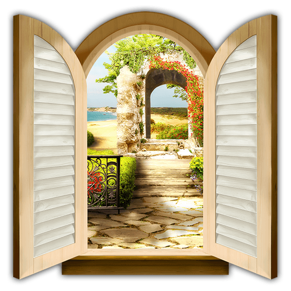 Wandtattoos: Fenster Garten am Strand