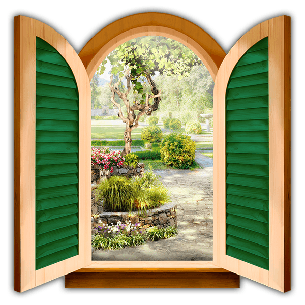 Wandtattoos: Fenster Cottage-Garten