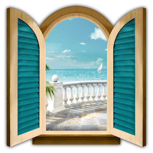 Wandtattoos: Fenster Terrasse zum meer