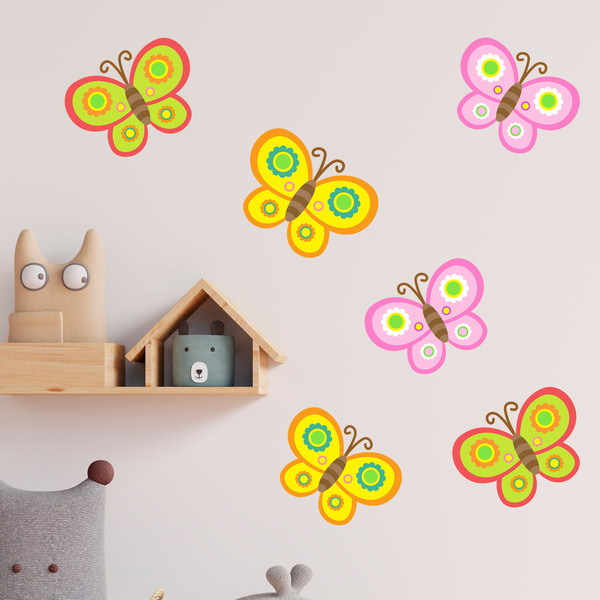 Kinderzimmer Wandtattoo: Kit 6 farbige Schmetterlinge