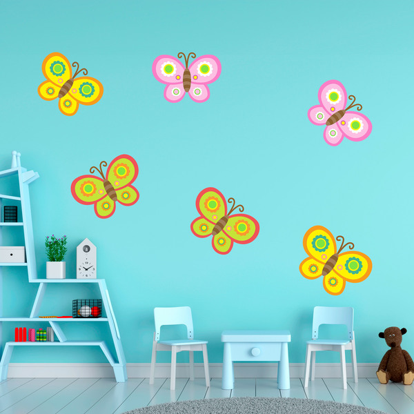 Kinderzimmer Wandtattoo: Kit 6 farbige Schmetterlinge 5