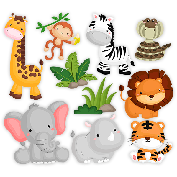 Kinderzimmer Wandtattoo: Afrikanisches Fauna-Set