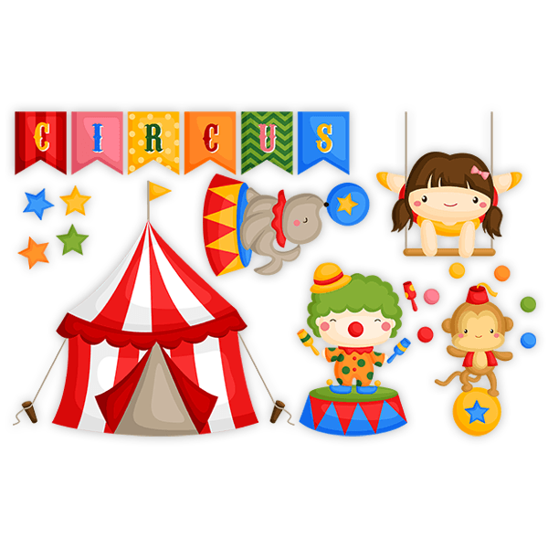 Kinderzimmer Wandtattoo: Zirkus-Jongleur-Set